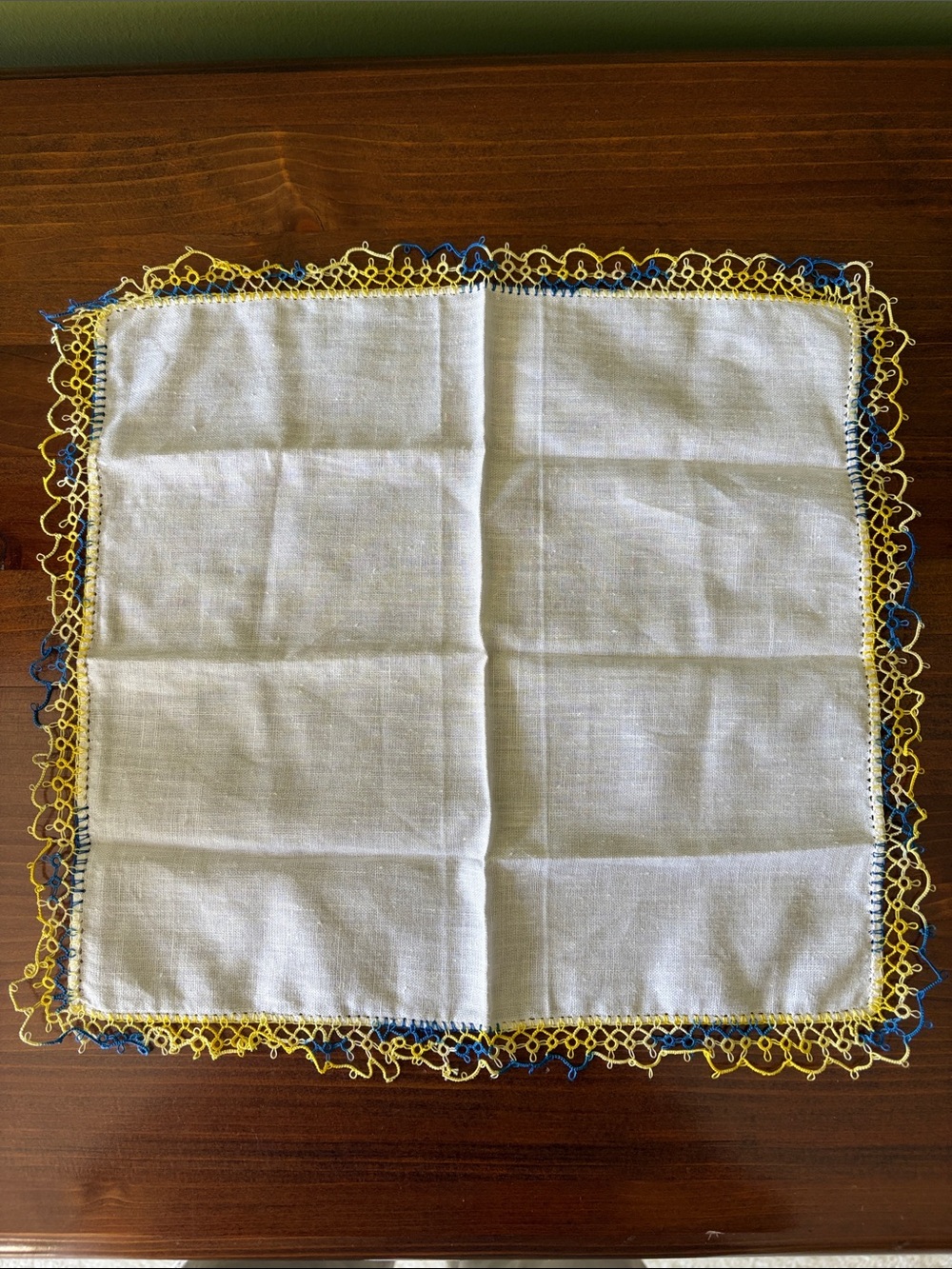Vintage Table Linen with Yellow and Blue Trim